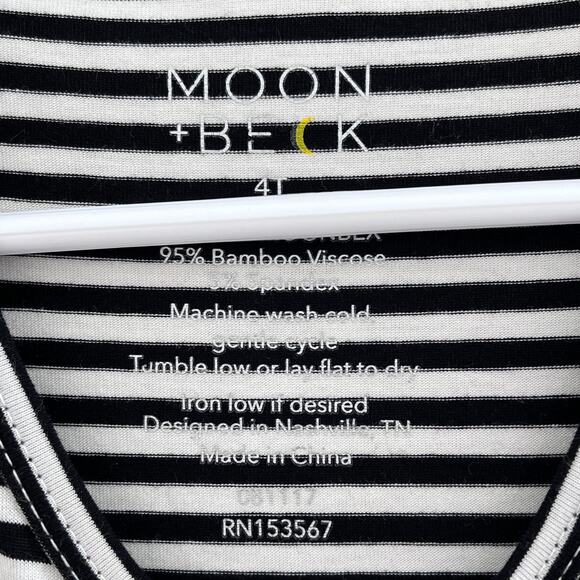 Moon + Beck Unisex Toddler 4T Black White Striped Long Sleeve Bodysuit NWT - Picture 2 of 5